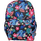 Disney Lilo and Stitch Allover Print Black 16 inch Girls Large School Backpack-black