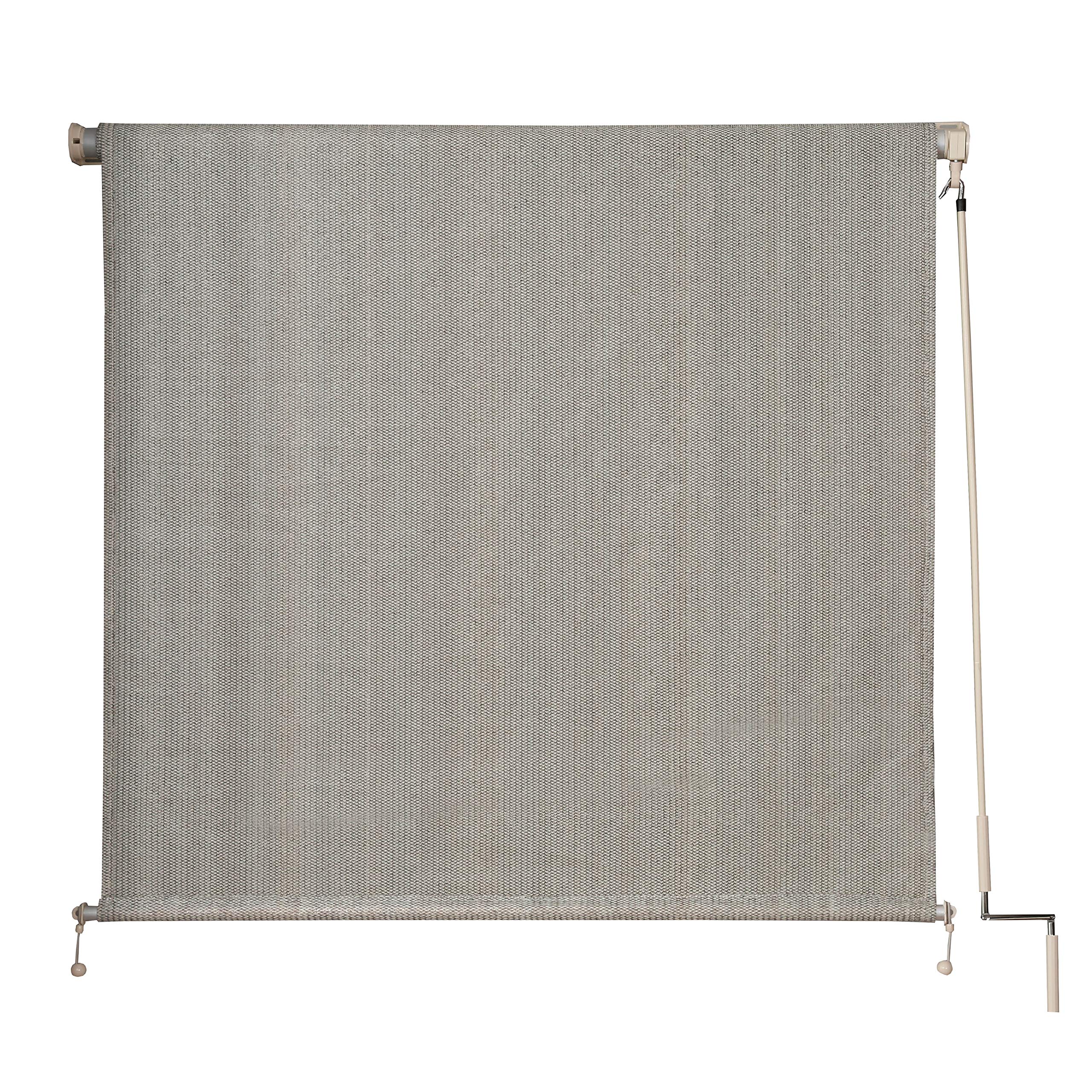 Photo 1 of Cross Land Cordless Crank Operated Child Safe Roller Outdoor/Exterior Solar Sun Shade/Patio Blinds for Patio Lawn Pergola Garden Porch,Cabana,Gazebo,Dock Home,96" Wx72 L,Green/Beige