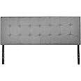 Amazon Basics Faux Linen Upholstered Tufted Headboard with Adjustable Height, King, Gray