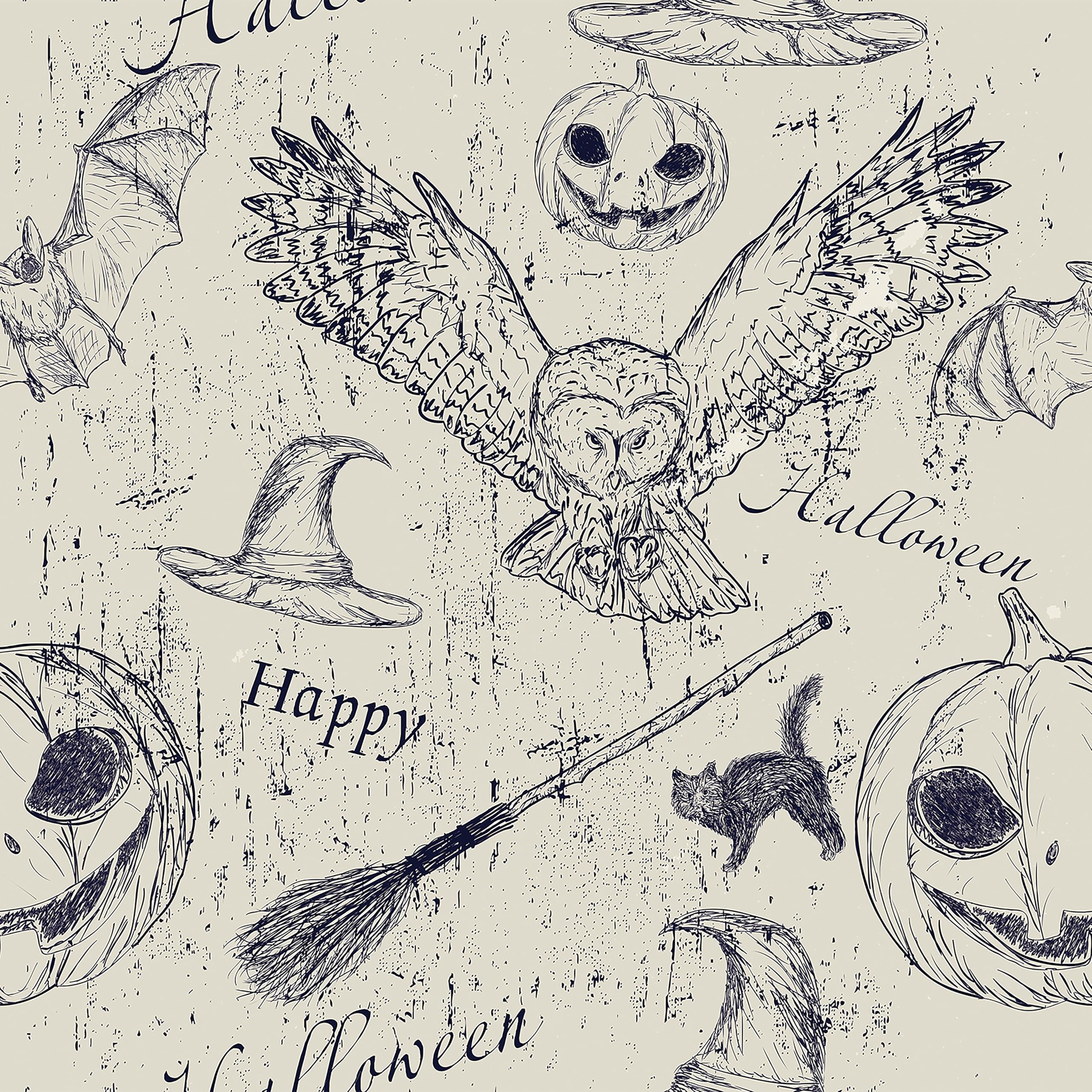 ReWallpaper Peel and Stick Wallpaper Halloween Decorations Pumpkins Vinyl Wrap for Furniture Kids Beige Wallpaper for Bedroom Teen Girls Boys Contact Paper Pattern Owls for Crafts Cabinet 44.5cm×3m