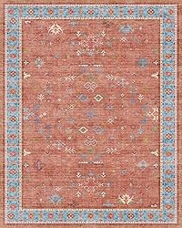 Hazo Haus Washable Non-Slip 8x10 Terracotta Rug for