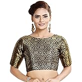 Madhu Fashion Womens Traditional Benaras Brocade Readymade Stitched Saree Blouse