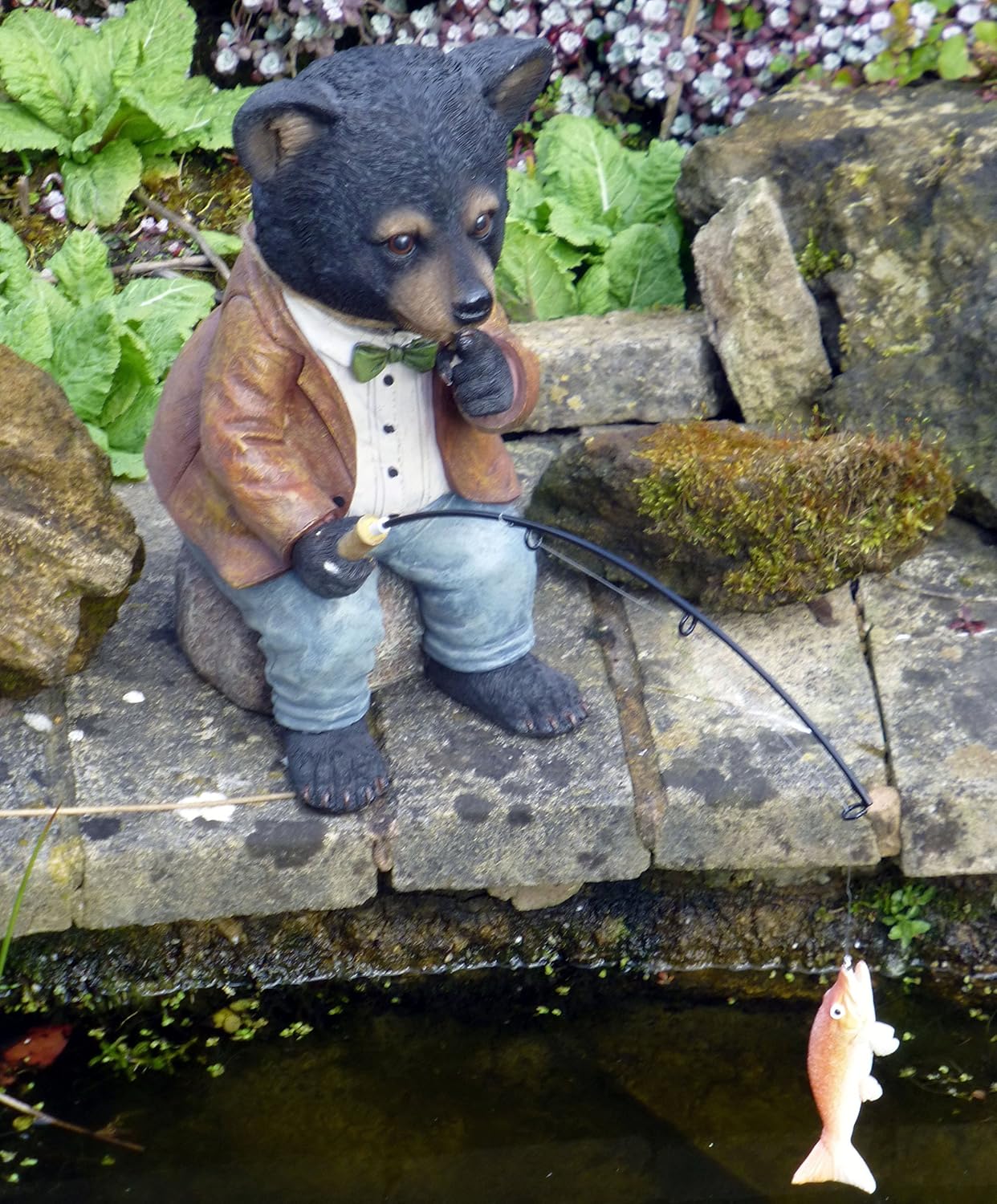 Garden / Pond Fishing Bear Ornament Statue Animal Sculpture Decor Resin