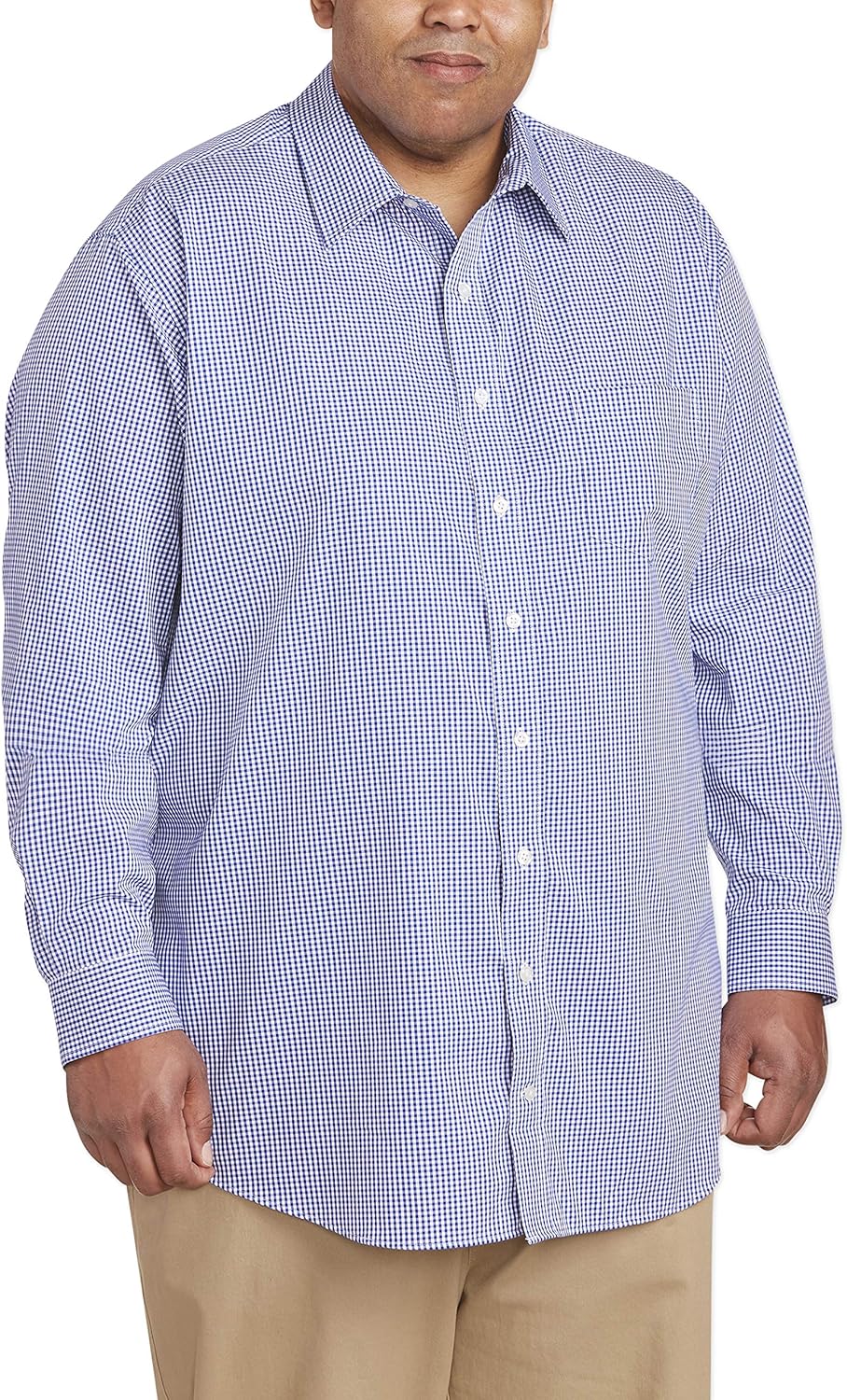  Essentials Men's Big & Tall Wrinkle-Resistant Long-Sleeve Pattern Dress Shirt fit by DXL: Clothing