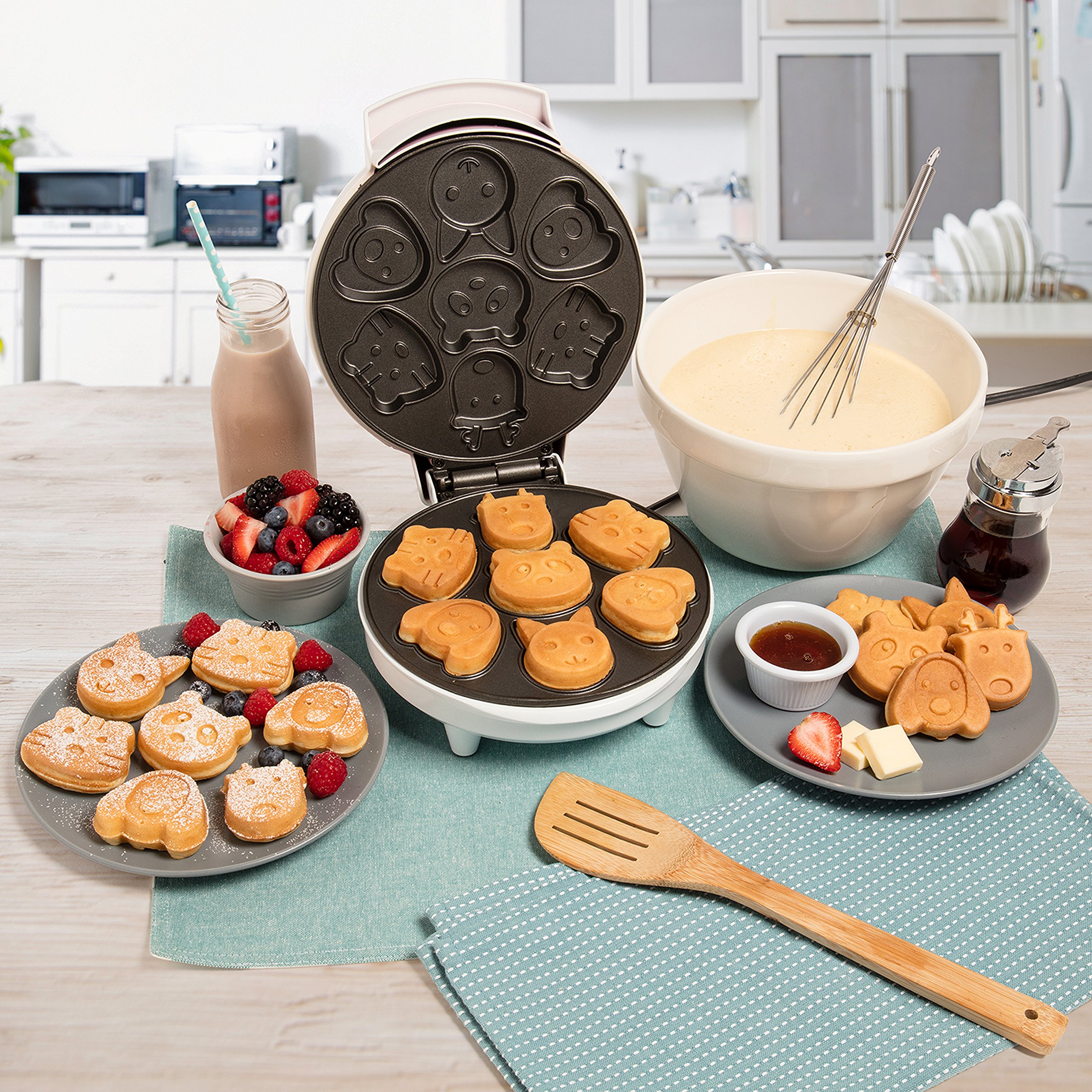 Animal Mini Waffle Maker Makes 7 Fun, Different Shaped Pancakes