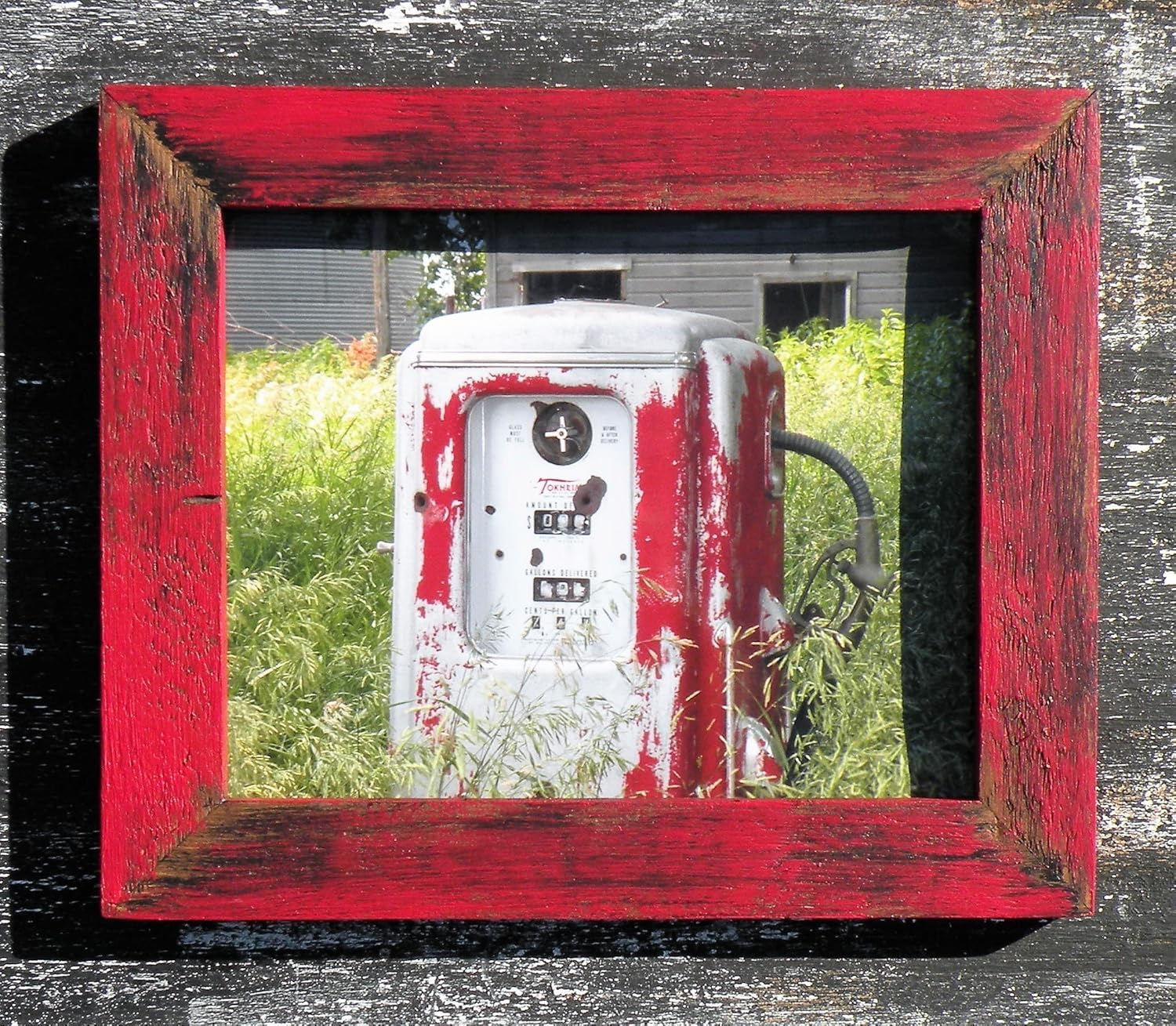Amazon Com Distressed Cherry Red Handmade Barn Wood Style Frame