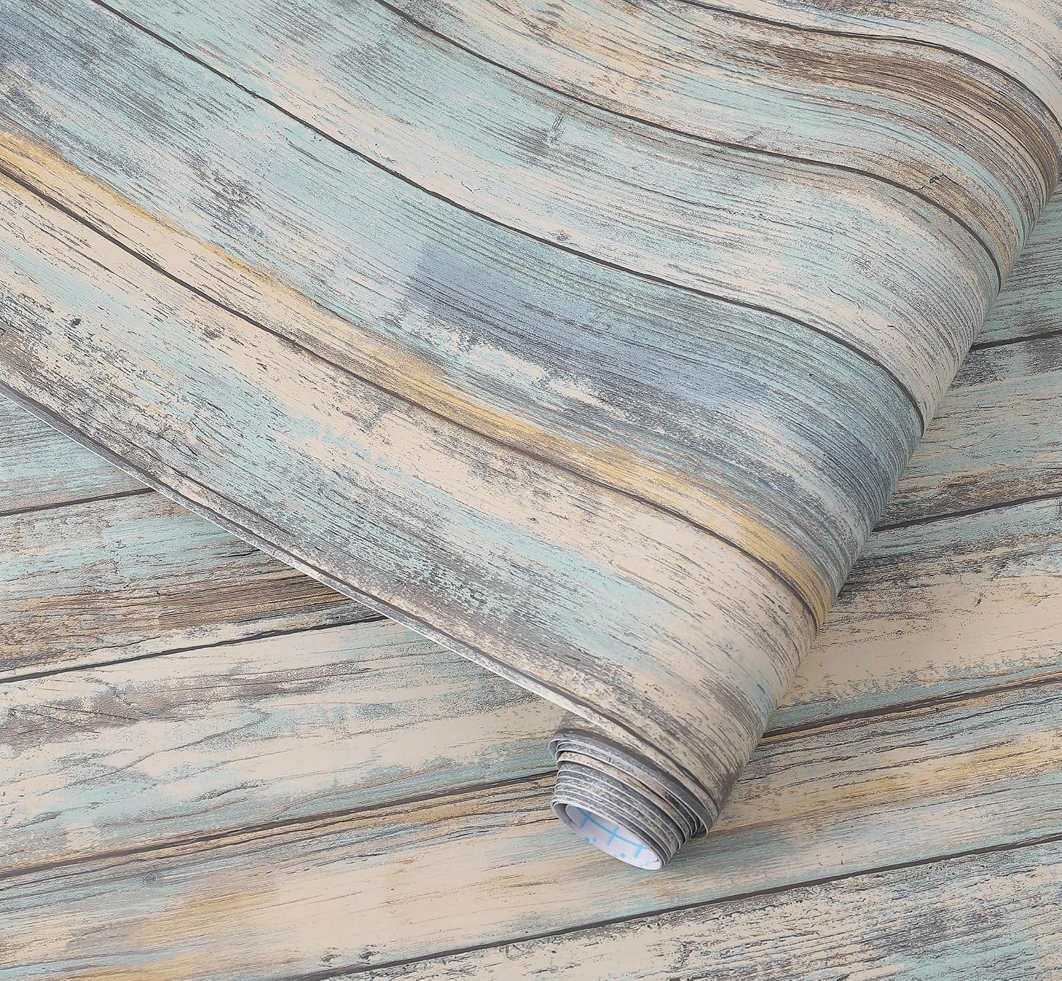 Arthome Blue Rustic Wood Paper 43.5cmx305cm Self-Adhesive Removable Wood Peel and Stick Wallpaper Vinyl Decorative Plank Film Wall Covering for Furniture Easy to Clean Wooden Grain Paper - Image 3