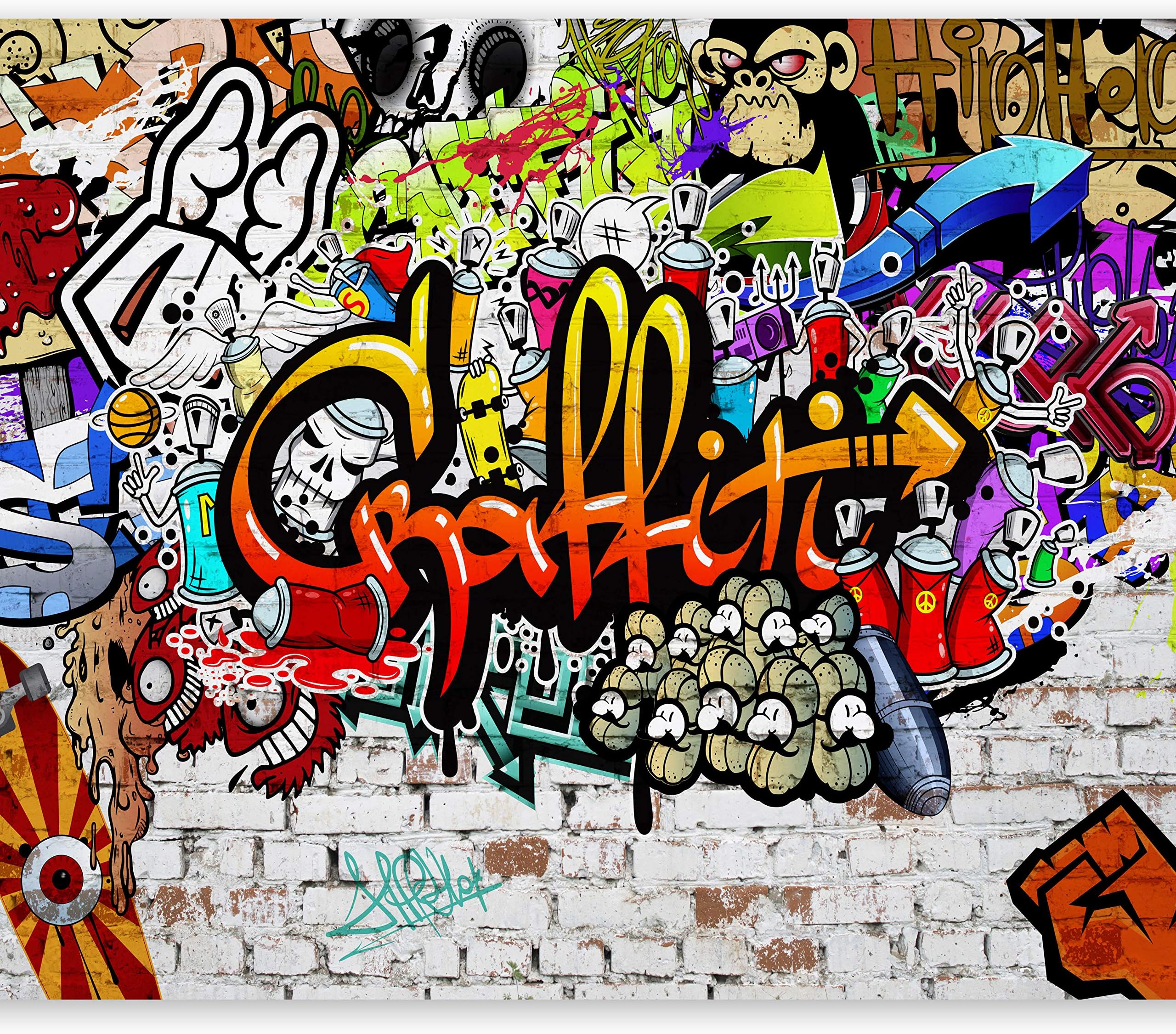 Wallpaper murando Photo 200x140 cm Non-Woven Premium Art Print Fleece Wall Mural Decoration Poster Picture Design Modern Graffiti Street Art f-A-0348-a-b