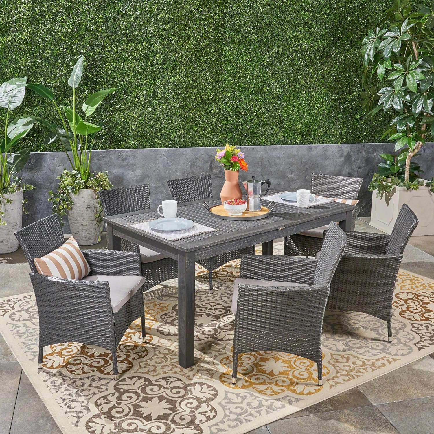 Amazon Com Great Deal Furniture Austin Outdoor 7 Piece Wood And