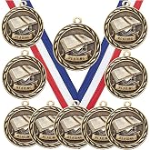 Express Medals Pack of 10 (or More) 2 Inch Gold Reading Award Medals Variations with or Without Engraving Personalization Engraved Custom Text Names