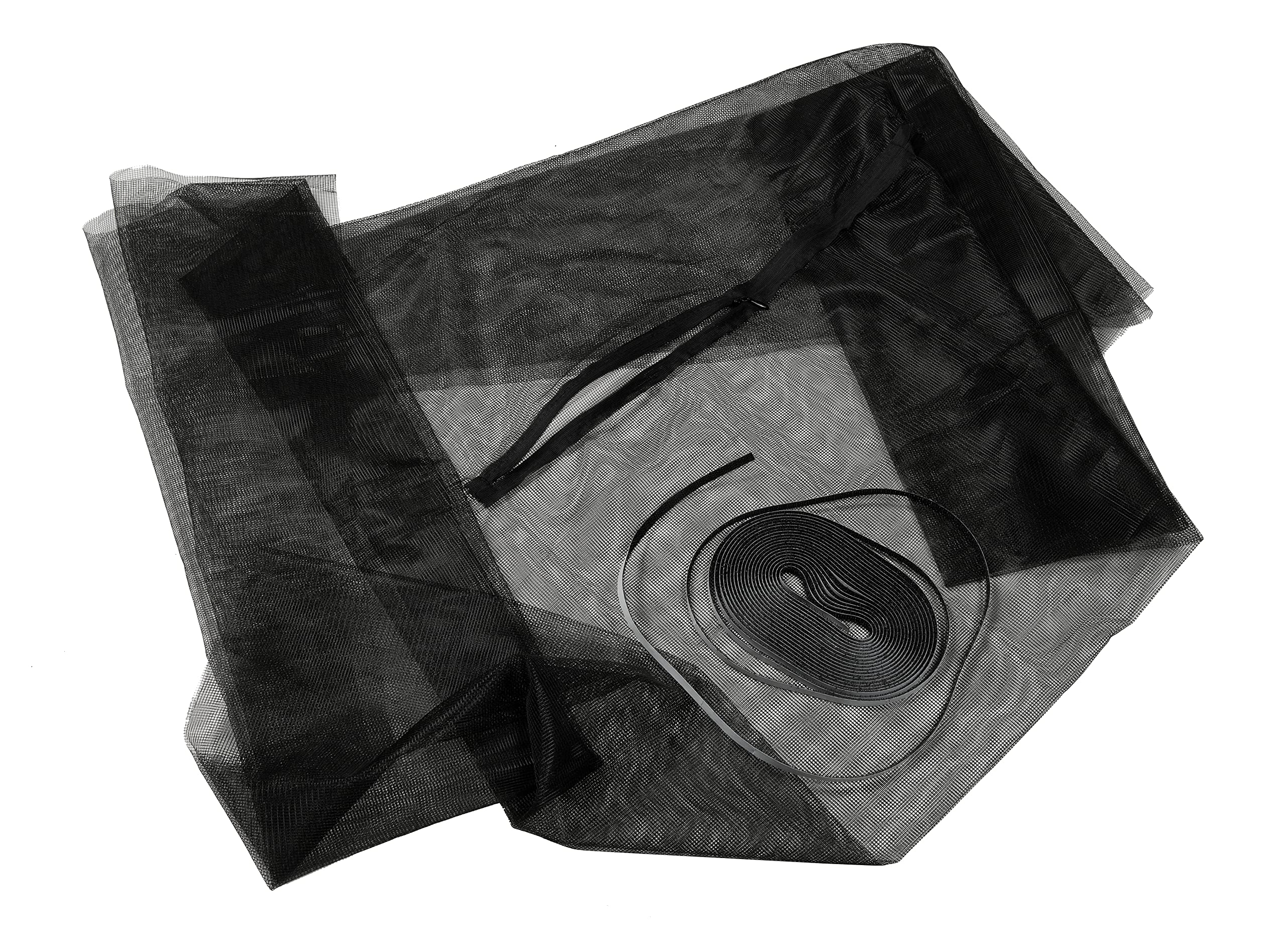 GARDINIA Insect Screen for Roof Windows, Zip in the Handle Area of the Window, Fly Screen No Drilling, with Velcro Tape, Can Be Cut to Size, Gauze, 150 x 180 cm, Black