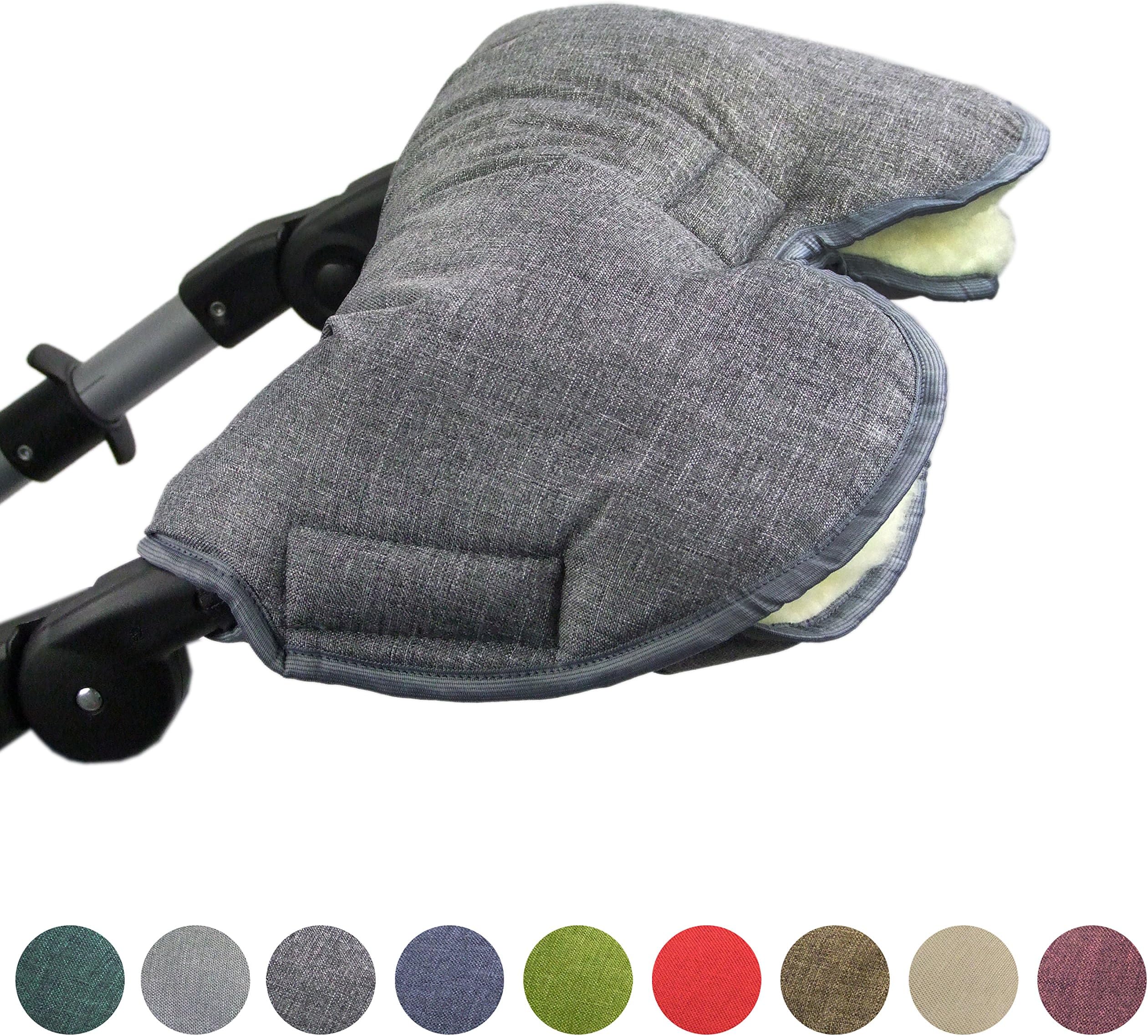 Bambiniwelt Universal muff/hand warmer for strollers, buggies, joggers, with one piece jumpsuit (dark grey).