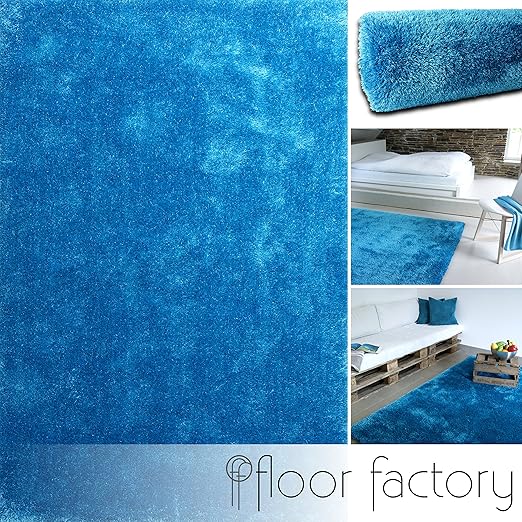 title=Tappeto Moderno Seasons azzurro 80x150 cm- tappeto shaggy pelo lungo molto