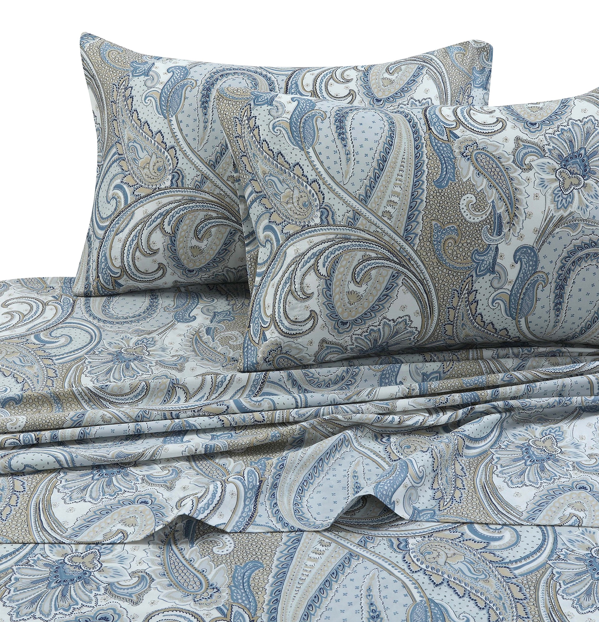 Photo 1 of Tribeca Living Cotton Sateen Pillowcases Standard Size Set of 2 Pillow Covers, Floral Print, 300 Thread Count, Luxury Bedding, King, Paisley Park Multi