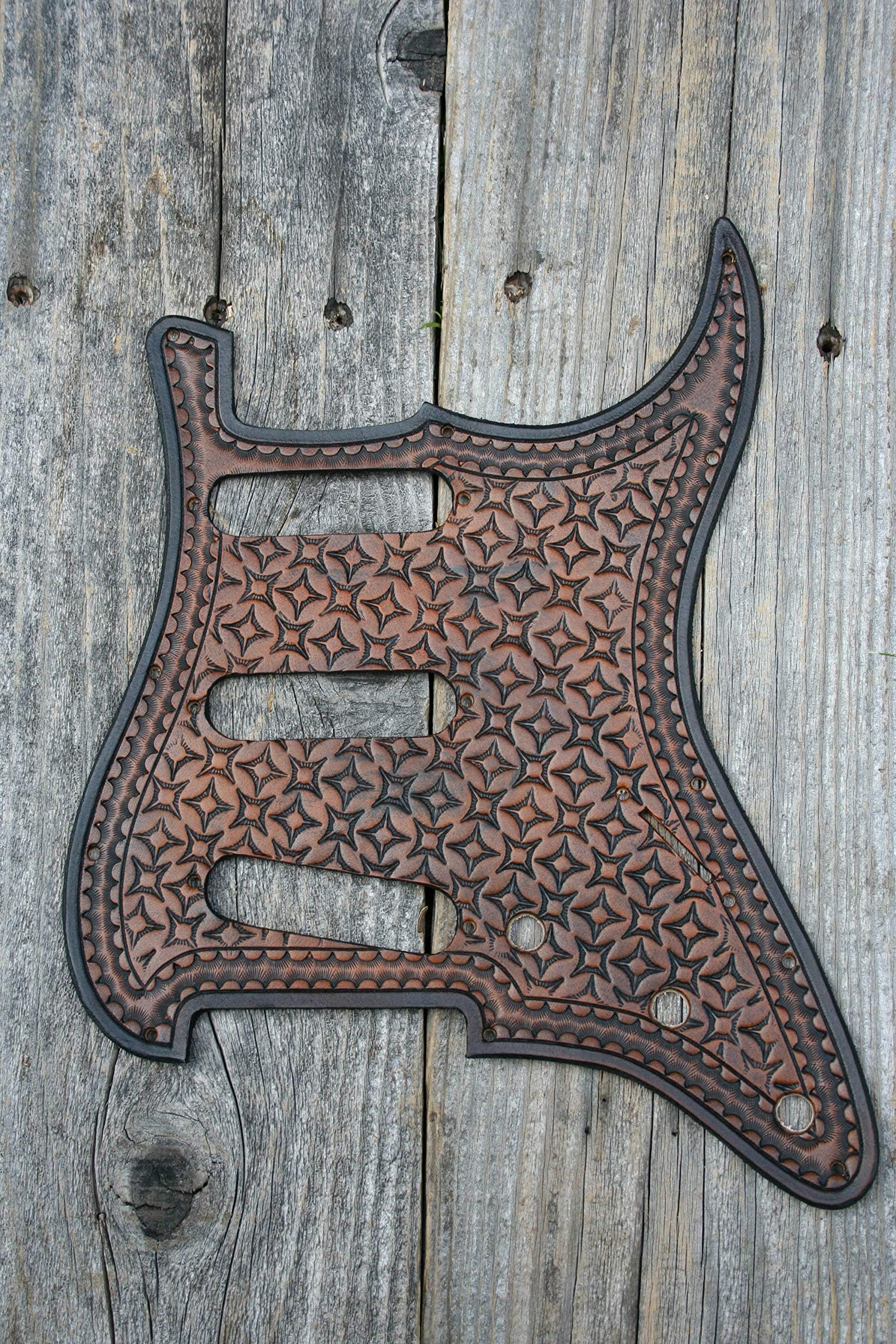 Leather Pick Guard - Fender Stratocaster Guitar - Handmade - Strat Electric