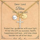 Miss Chipmunk Cross Necklace for Girls,14K Gold Plated Initial Necklace First Communion Baptism Confirmation Gifts for Little Girls Teen Daughter Best Friend