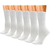 Winterlace Womens Soft Bamboo Rayon Viscose Dress Socks, 6 Pairs Trouser Socks Premium Thin Crew Socks Bulk Pack