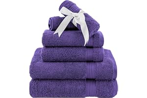 American Veteran Towel, 6 Piece Towel Set for Bathroom Clearance Prime, 100% Cotton Turkish Bathroom Towels, 2 Bath Towels 2 Hand Towels 2 Washcloths, Purple