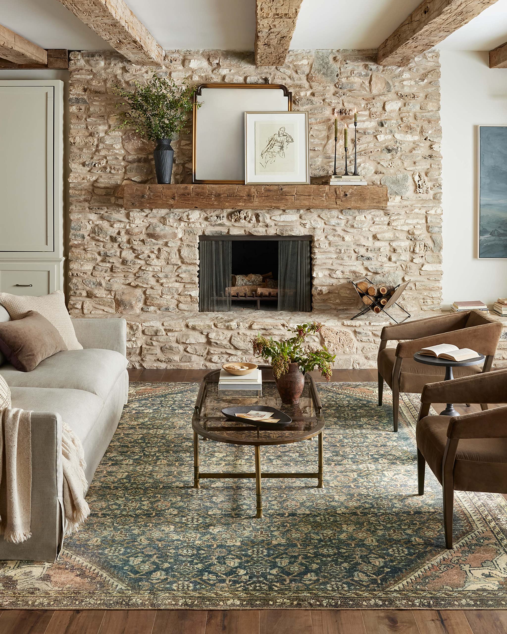 Photo 1 of Loloi Magnolia Home by Joanna Gaines Banks Collection BAN-02 Denim/Clay 8'-6" x 11'-6", .13" Pile Height, Machine Washable, Area Rug