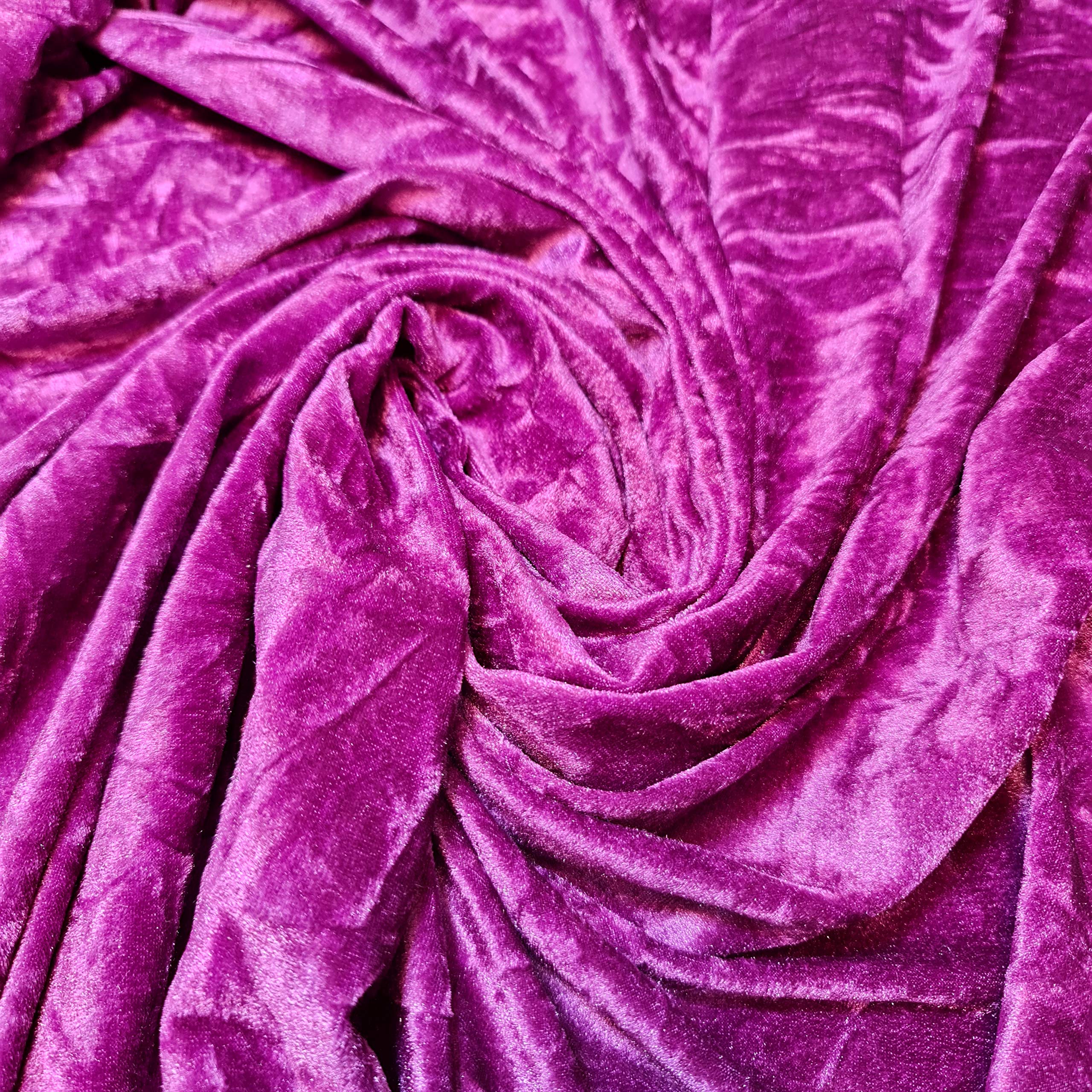Textile Station Premium Quality Marble Crushed Velvet Medium Weight Stretch Fabric Material 58" Wide Available in 26 Colours (Magenta)