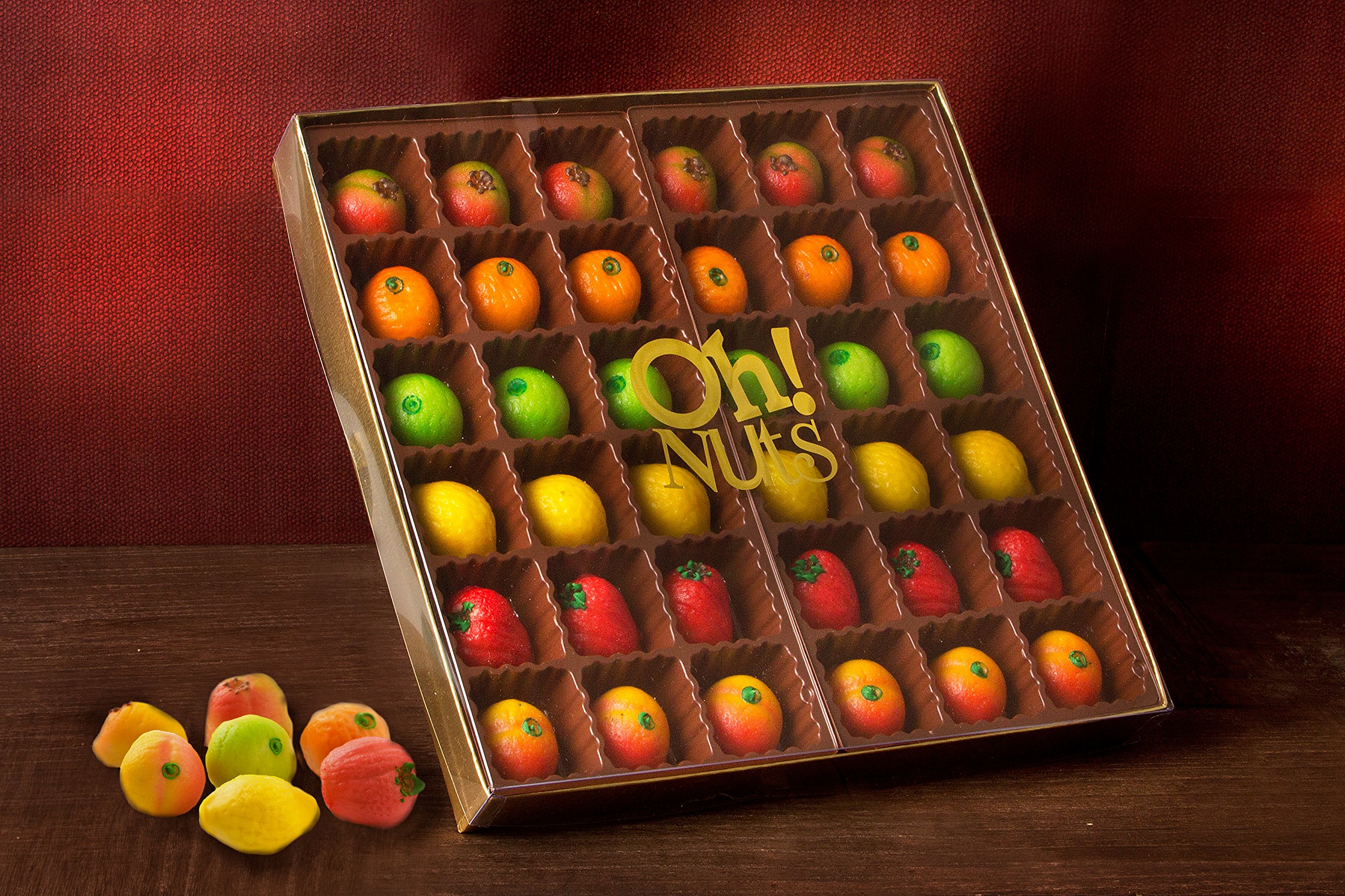 Oh! Nuts Marzipan Candy Fruits, Holiday Marzipans Gift Tray in a Fancy