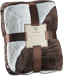 Genteele Sherpa Throw Blanket Super Soft Reversible Ultra Luxurious Plush Blanket (50 inches x 60 inches, Brown)