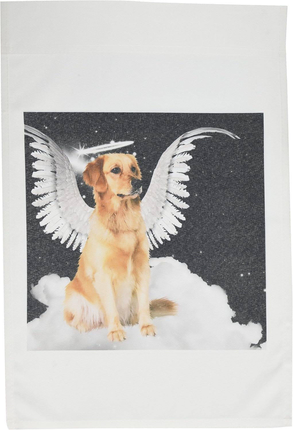 3dRose fl_62894_1 Golden Retriever Angel Dog Sitting on a Cloud with a Cute Halo and Angel Wings Garden Flag, 12 by 18-Inch