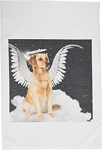 3dRose fl_62894_1 Golden Retriever Angel Dog Sitting on a Cloud with a Cute Halo and Angel Wings Garden Flag, 12 by 18-Inch
