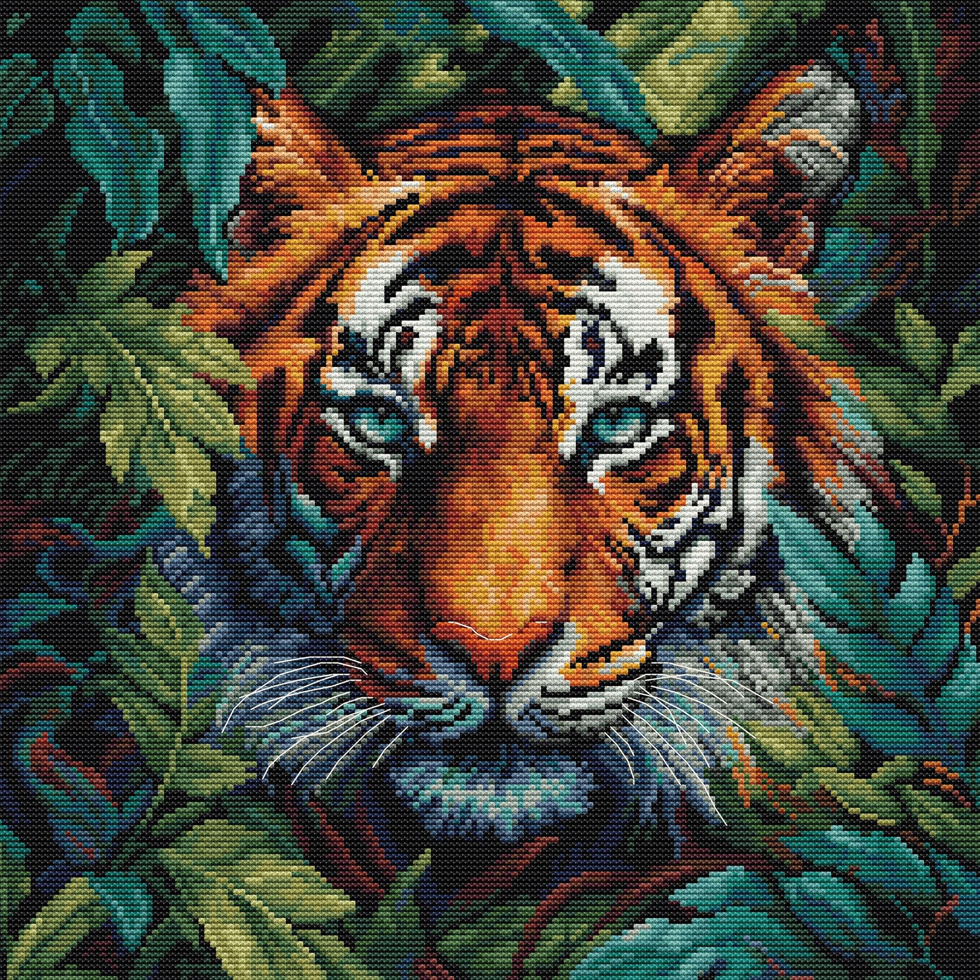 Luca-S Cross Stitch Kit Tiger of The Jungle, BU5048, Counted Cross Stitch Kit for Adults, Needlecraft and Embroidery Kit — image 1