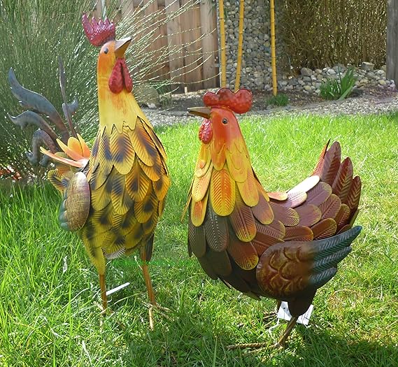Figurine Décorative De Poule Et Poussin En Résine - Pour Jardin, Terrasse Ou Intérieur - Statue Adorable Et Réaliste - Décoration De Pelouse Ou De Maison
