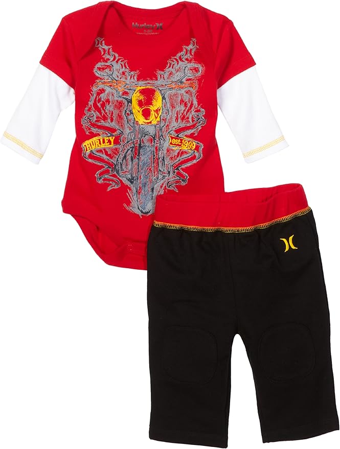 Hurley Babyboys Newborn Creeper Set, Red, 69 Months