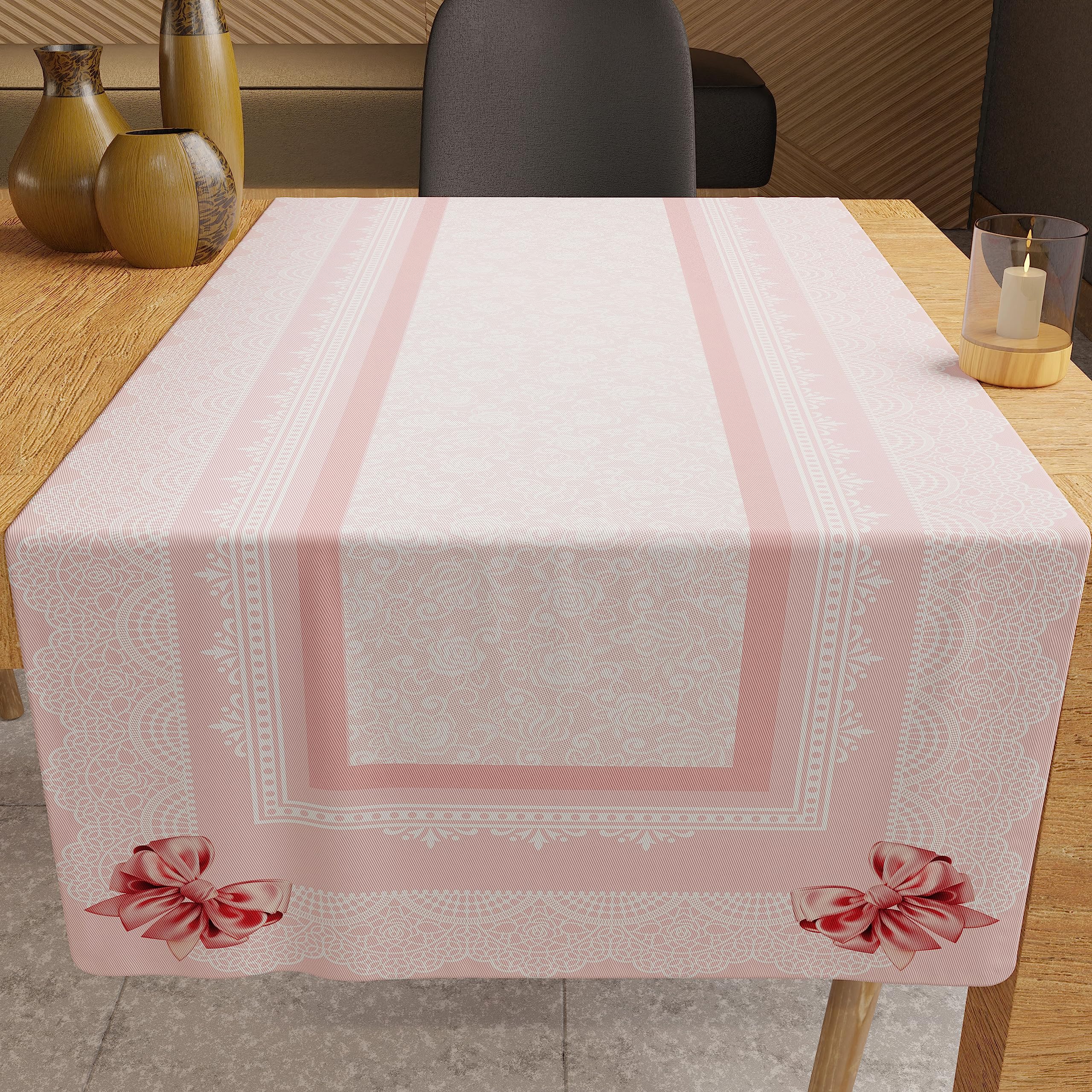 PETTI Artigiani Italiani - Table runner, kitchen runner, table runner, digital print with bow, pink, 100% made in Italy