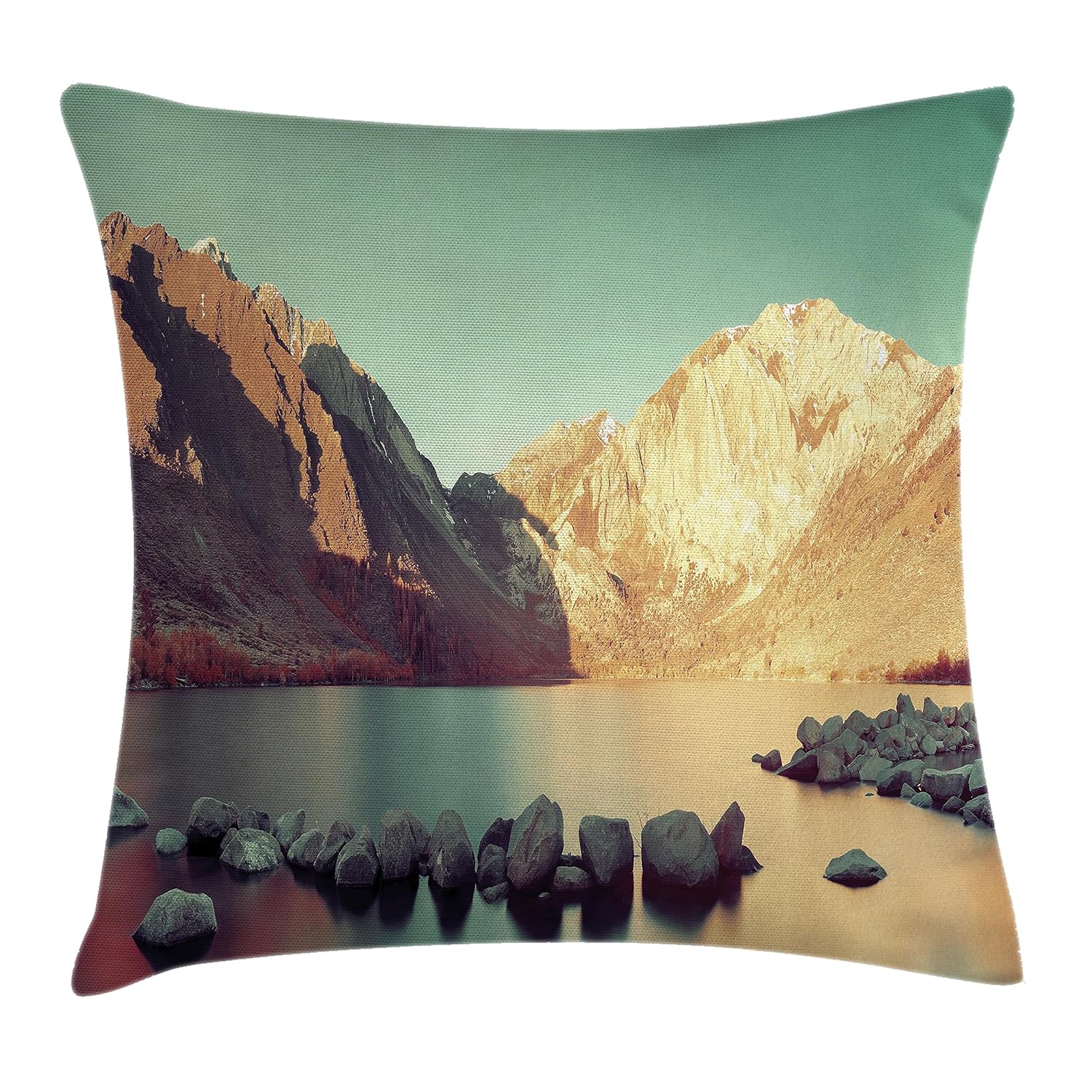 Lunarable Landscape Throw Pillow Cushion Cover, Snow