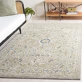 SAFAVIEH Heritage Collection Area Rug - 6' x 9', Ivory & Blue, Handmade Traditional Oriental Wool, Ideal for High Traffic Are
