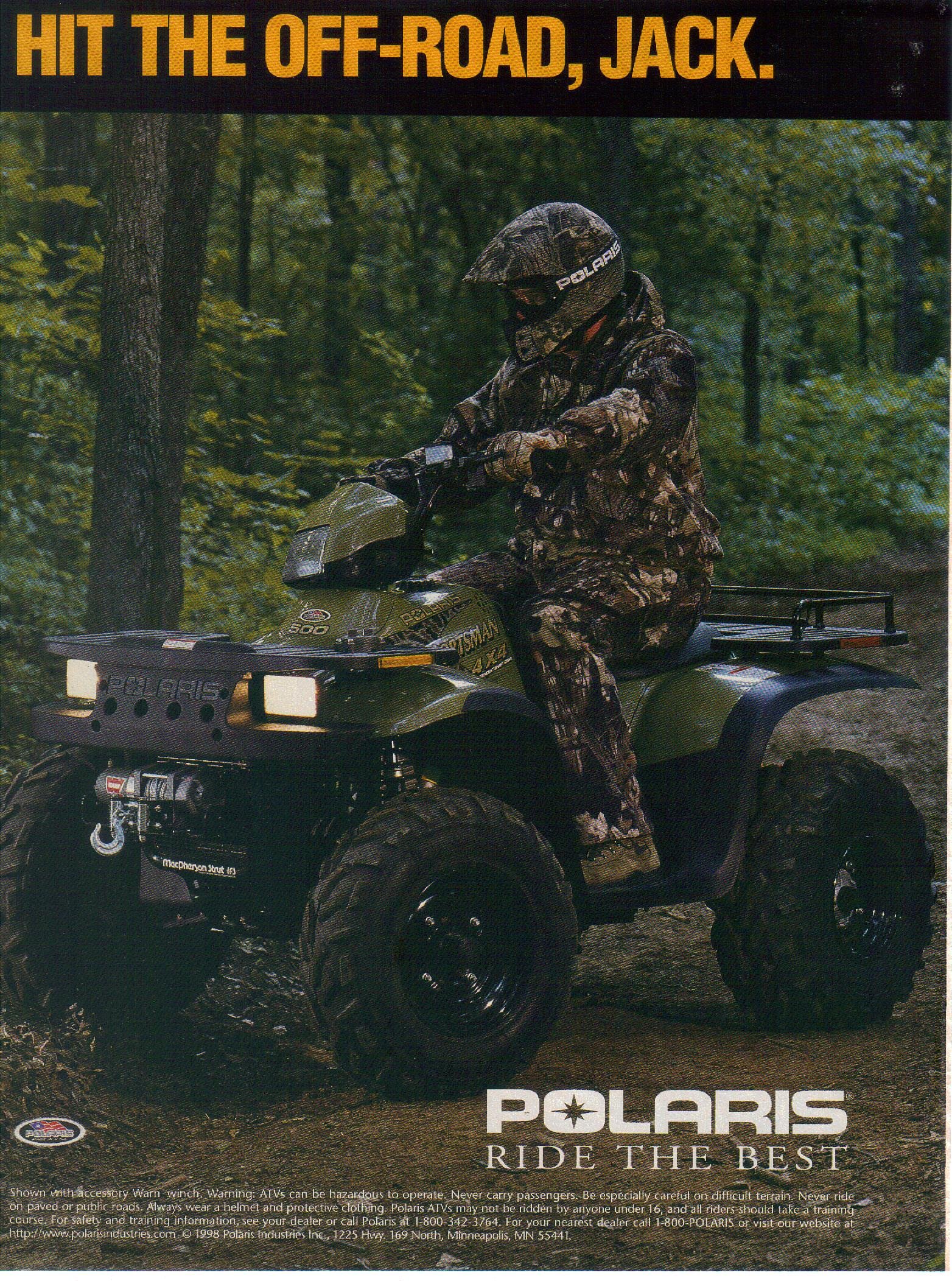 Print ad: 1999 Polaris Sportsman 500 ATV "Hit the Off-Road, Jack" Loose  Leaf – 1999