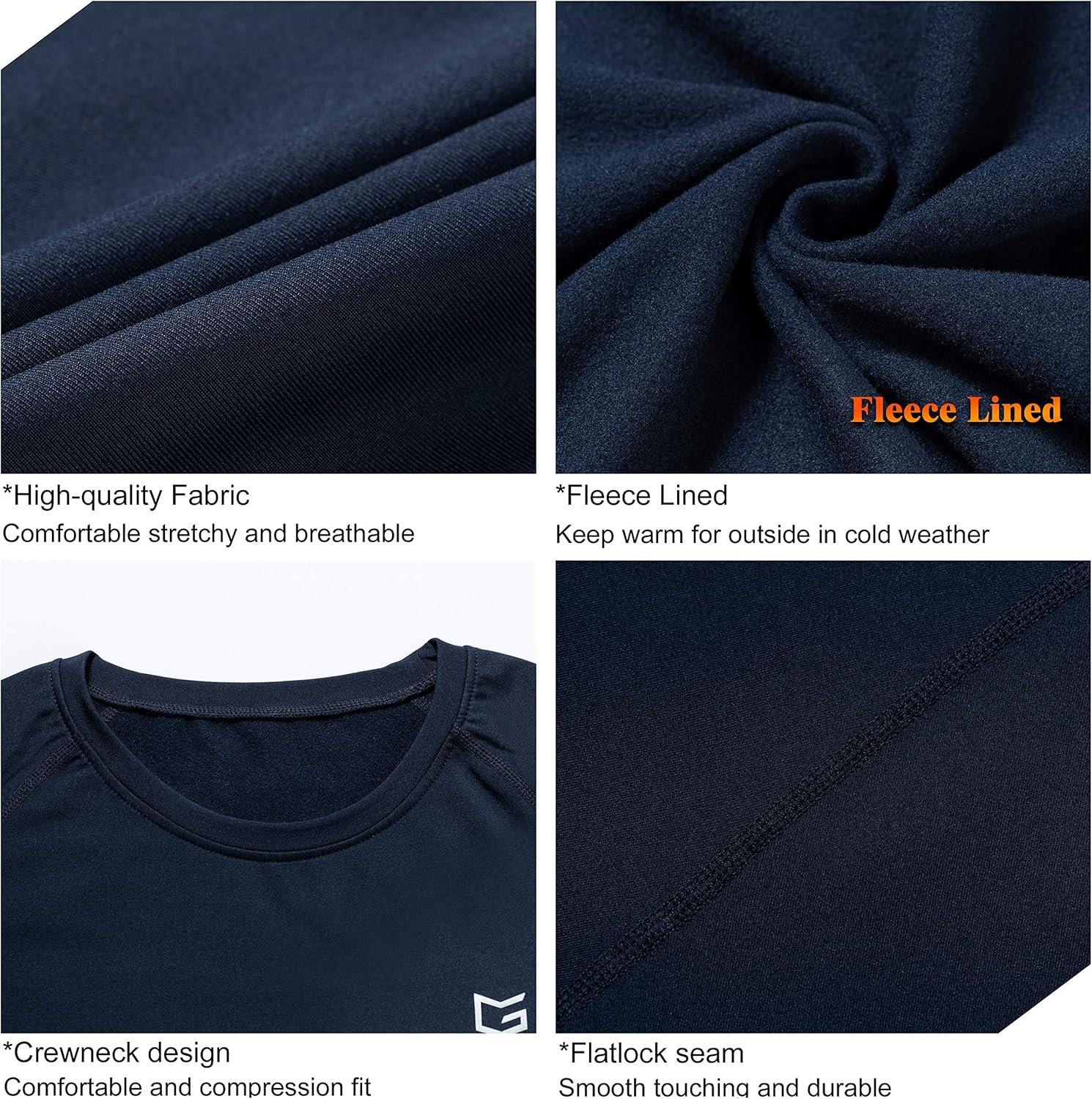 Boys' Compression Shirt Youth Fleece Thermal Long Sleeve Cold Gear Undershirts for Boys: Clothing