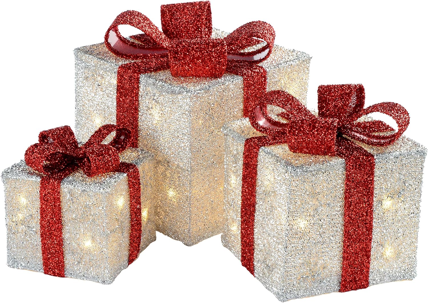 Werchristmas Gift Box Silhouette With 35 Warm White Led Lights And