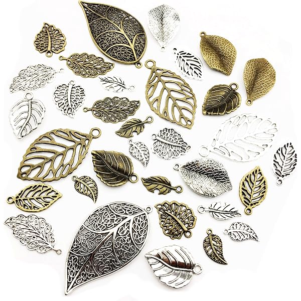 PATIKIL 100 Pack Leaf Pendants - Gold Tone Metal Leaf Charms For Jewelry Making, Bracelets, Necklaces, Keychains - View #4