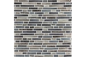 MSI Grigio Lagoon 11.81 inch x 11.81 inch Interlocking Glass Tile for Kitchen Backsplash, Wall Tile for Bathroom, Shower Wall Tile, Mesh Mounted Mosaic Tile
