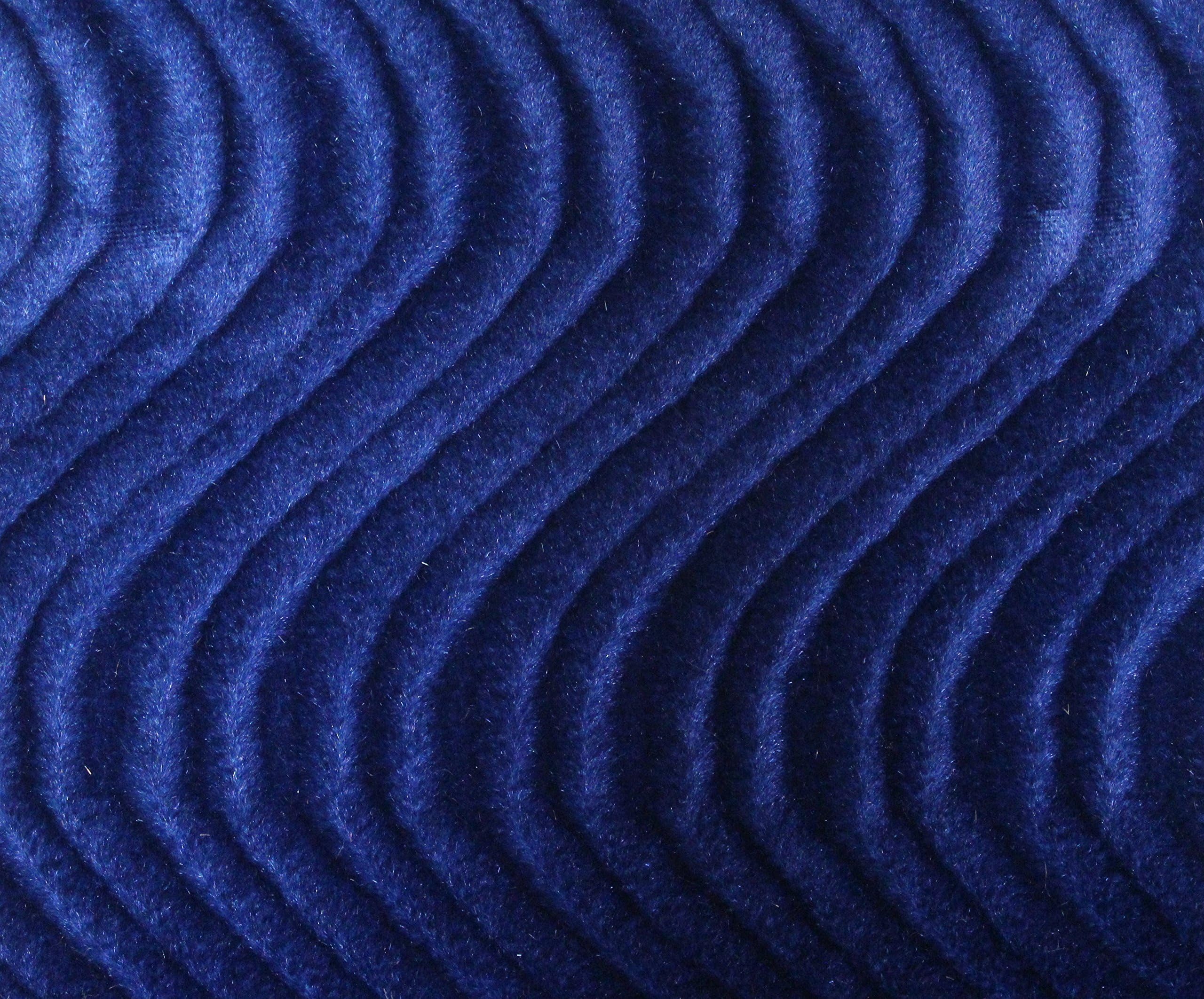 Wave Swirl Flocking Velvet Upholstery Fabric 60" 19 Color Sold by The Yard (Royal Blue)
