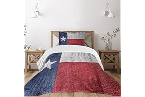 Lunarable Western Bedspread, Texas State Flag Painted on Crocodile Snake Skin Patriotic Emblem Image, Decorative Quilted 2 Piece Coverlet Set with Pillow Sham, Twin Size, White Blue