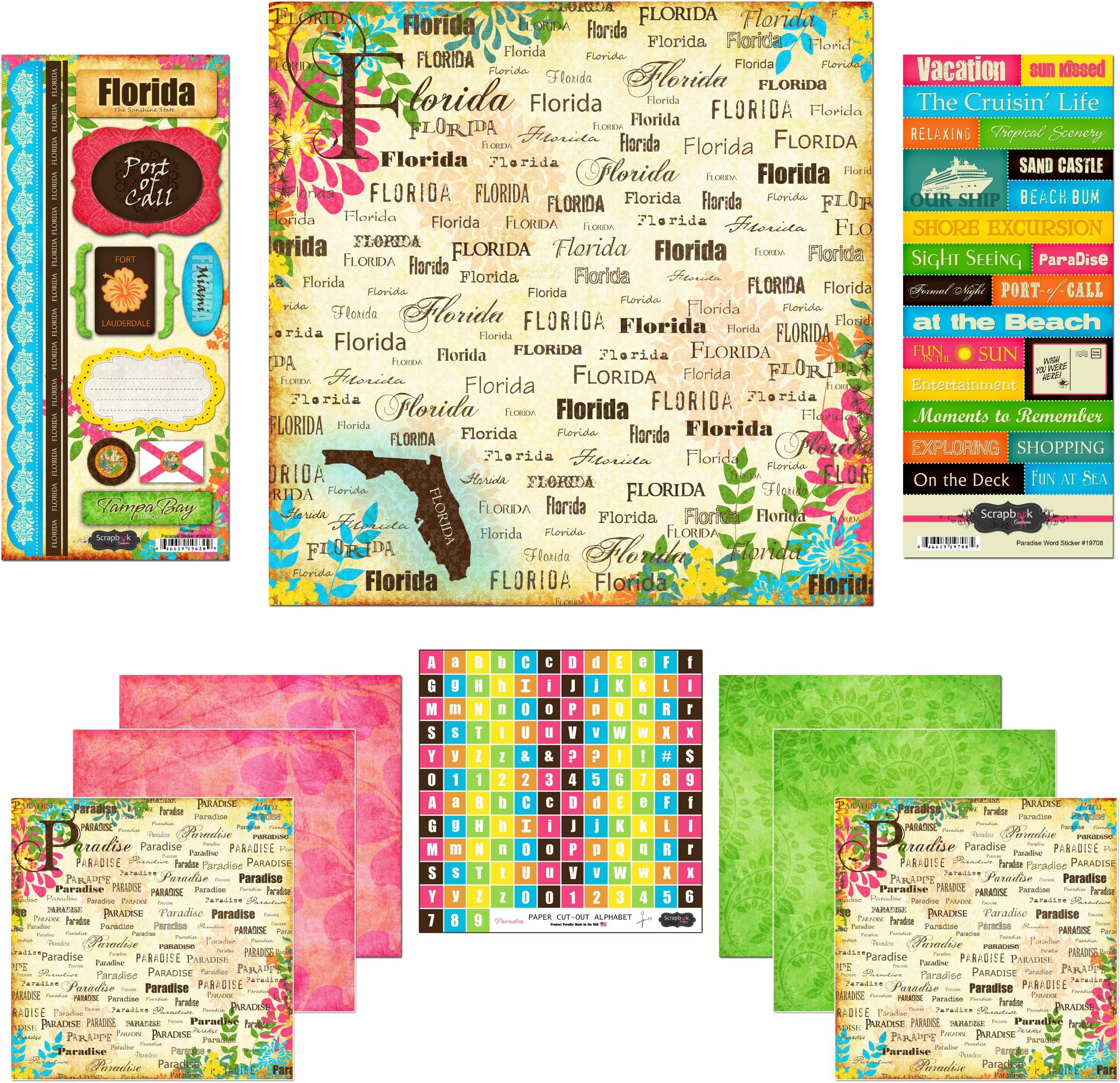 Scrapbook Customs Themed Paper and Stickers Scrapbook Kit, Florida Paradise