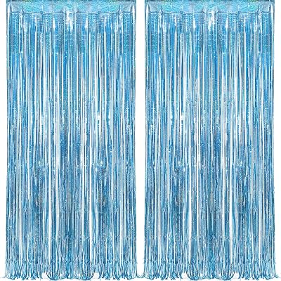 GREATRIL Blue Tinsel Curtain Backdrop 1m x 2.5m Pack of 2