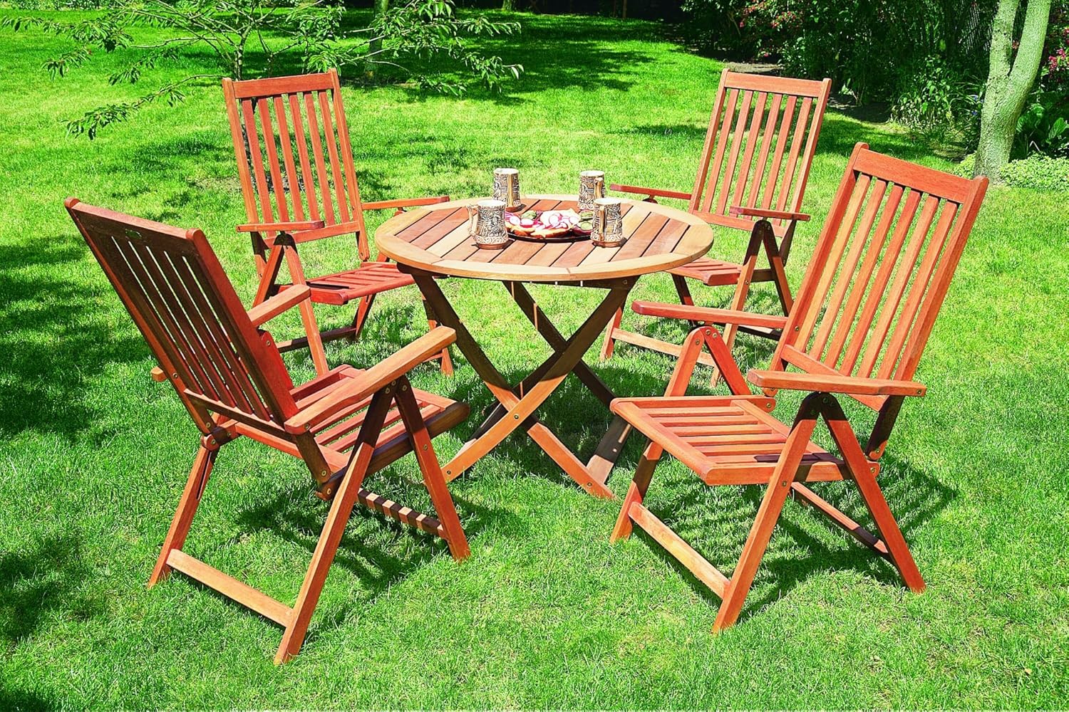 5-teilige Hochlehner - Klapp- Garnitur VITORIA aus Eukalyptus online