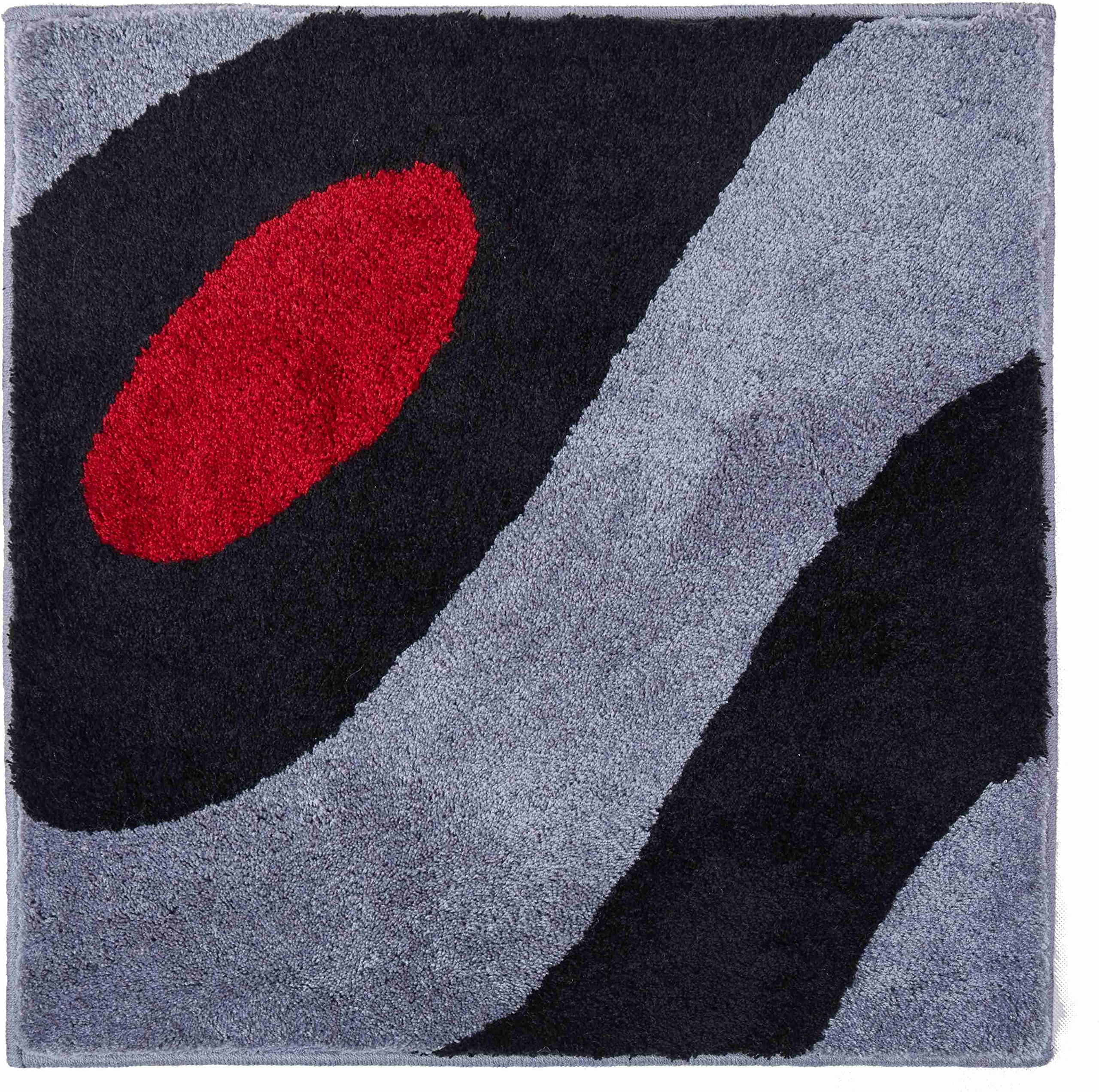 Grund Designer Bath Mat COLANI, Ultra Soft and Absorbent, Anti Slip, 5 Years Warranty, Colani 35, Small Mat 60x60 cm, Light Gray-Black