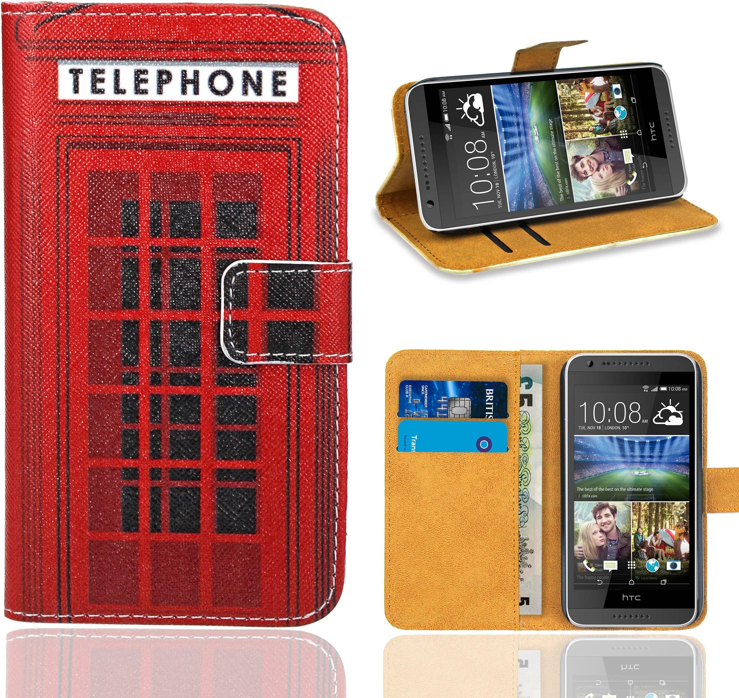 HTC Desire 620 Case, FoneExpert® Premium Leather Flip Wallet Bag Case Cover for HTC Desire 620 (Pattern 12)