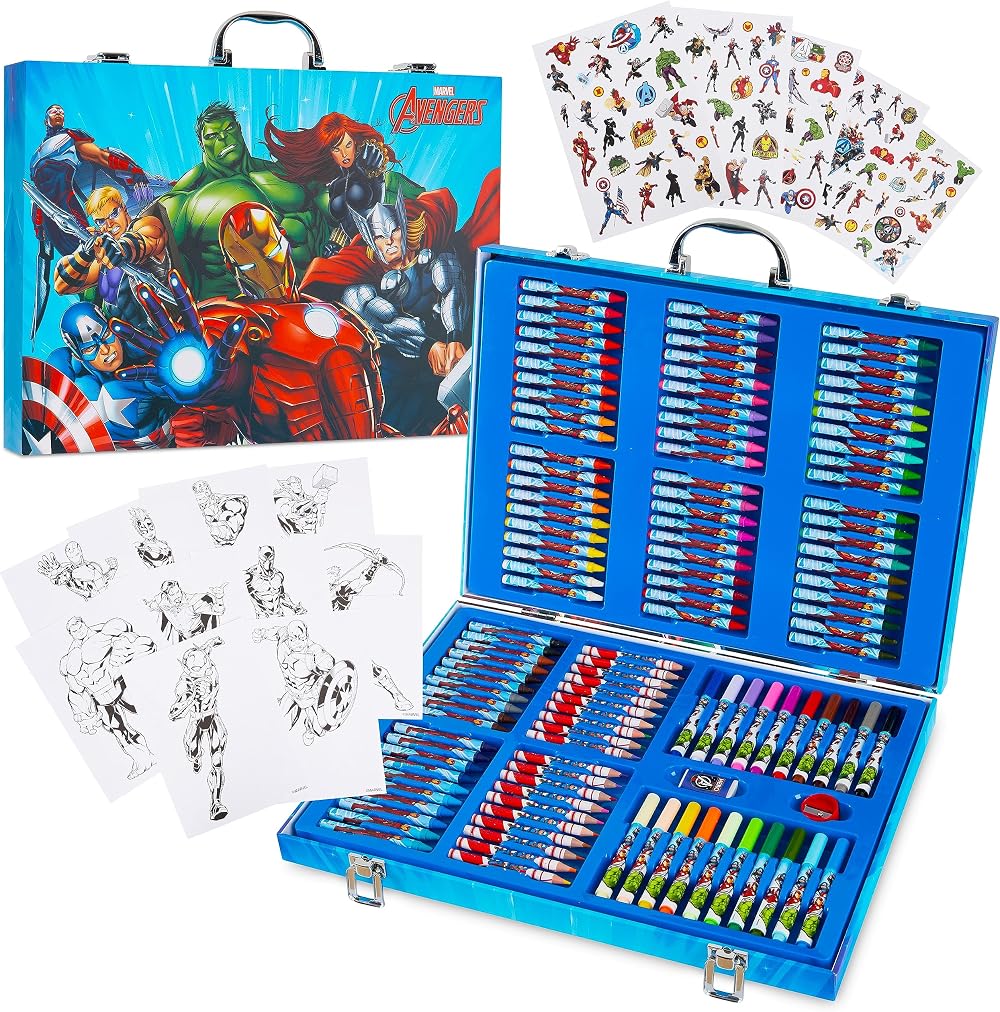 Marvel Avengers Art Set for Kids 130+ Pcs Colouring Pencils Pens Crayons