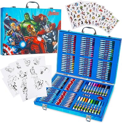 Marvel Avengers Art Set for Kids 130+ Pcs Colouring Pencils Pens Crayons