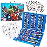 Marvel Art Case for Boys with Colored Pencils Washable Markers Crayons Stickers Drawing Supplies Travel Paint Kit Gifts for Kids (Avengers Art Case)