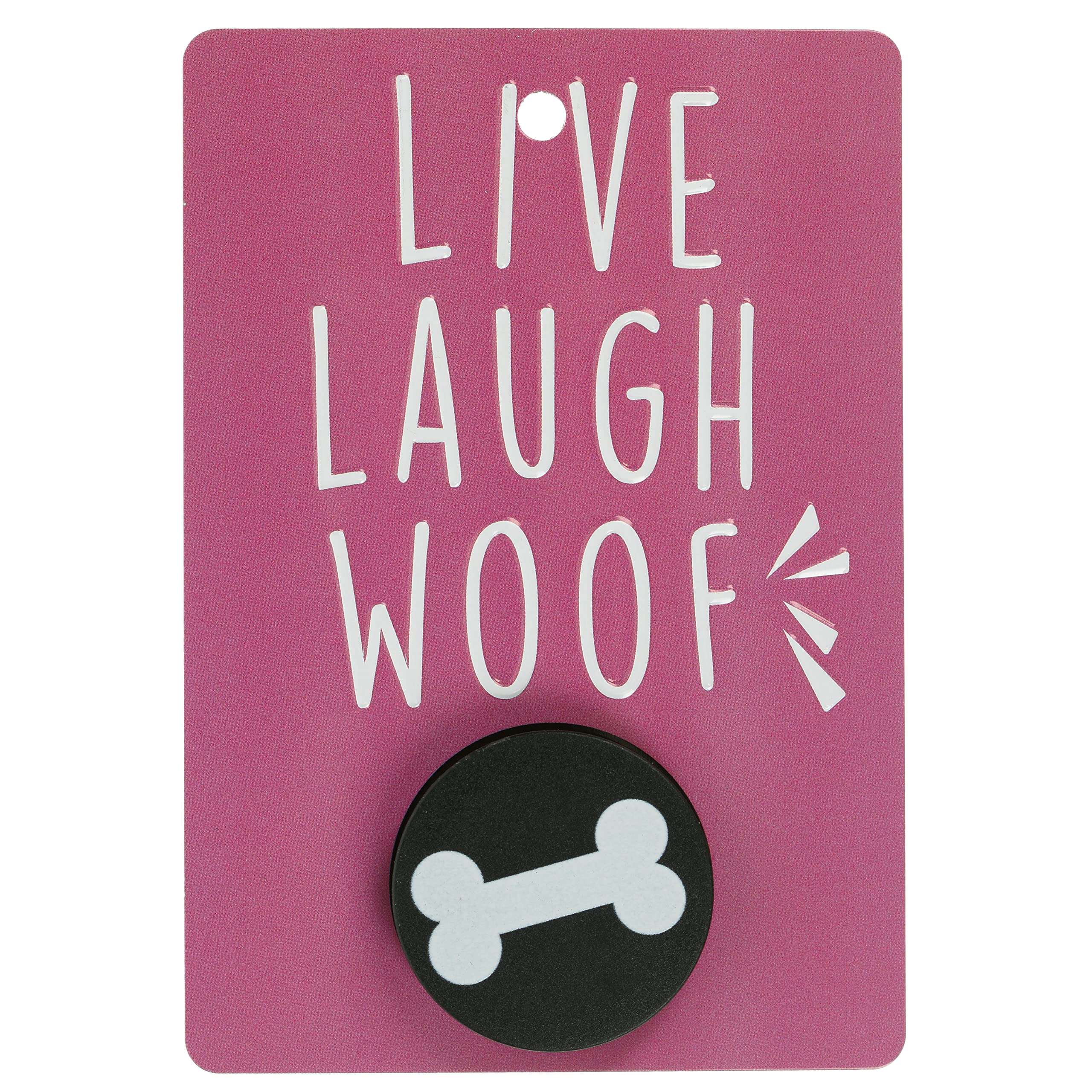 Pooch Pals Live Laugh Woof Dog Lead Holder Wall Mounted Plaque Pop-Out Hook Hanger